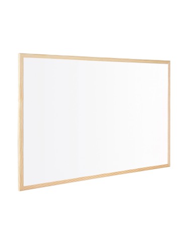 Pizarra Q-Connect blanca melaminada 60x40cm, marco de madera