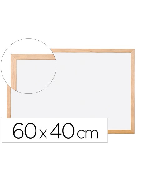 Pizarra Q-Connect blanca melaminada 60x40cm, marco de madera