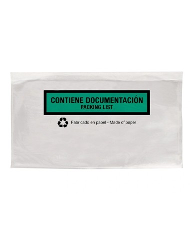 Sobre portadocumentos Q-Connect 240x135mm autoadhesivo transparente 100% papel pack 100uds