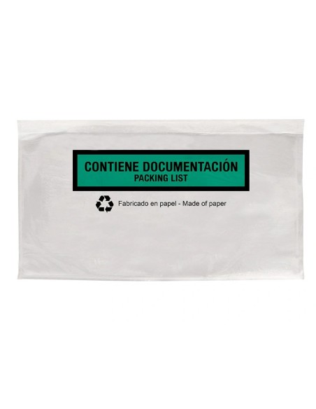 Sobre portadocumentos Q-Connect 240x135mm autoadhesivo transparente 100% papel pack 100uds