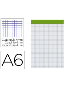 Bloc Liderpapel A6 perforado sin tapa cuadrícula 4x4mm, 80 hojas, 60g/m2