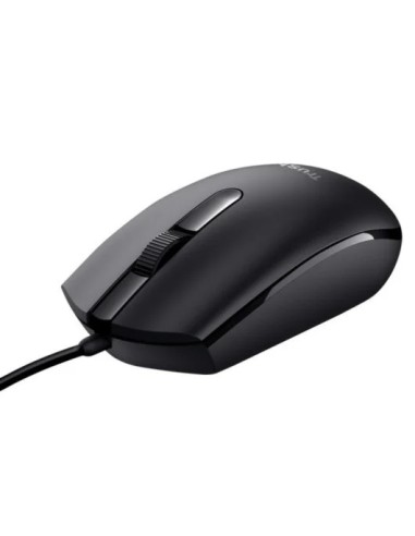 Ratón óptico de 3 botones Trust TM101  Modelo 25295 USB negro, Fabricado con 50% de Plasticos Reciclados