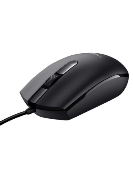 Ratón óptico de 3 botones Trust TM101  Modelo 25295 USB negro, Fabricado con 50% de Plasticos Reciclados