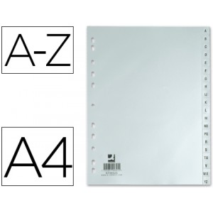 Separadores Q-connect alfabéticos A-Z A4 multitaladro, PVC gris