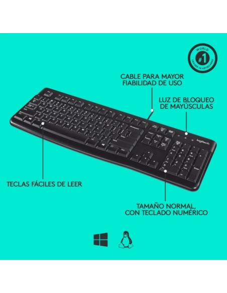 Teclado USB Logitech K120 Negro