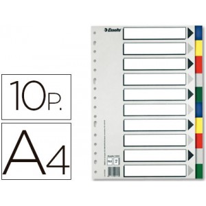 Separadores Esselte A4 10 posiciones, polipropileno, 5 colores, multitaladro (16T) 11710