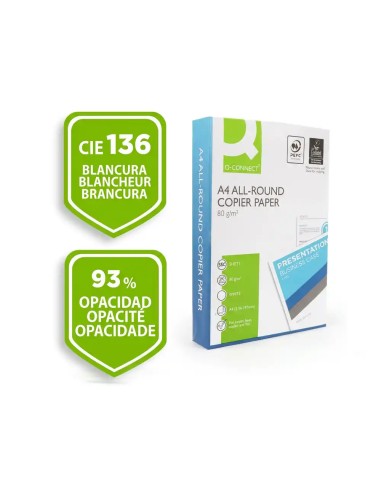 Papel Q-Connect Economy A4 multifunción 500 hojas 80g/m2 Cie 136
