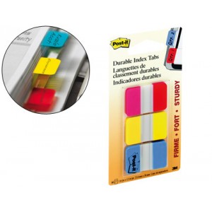 Índices rígidos medianos Post-it, 22 index x 3 colores: rojo, amarillo y azul, 25,4x38mm, ref XA004806312
