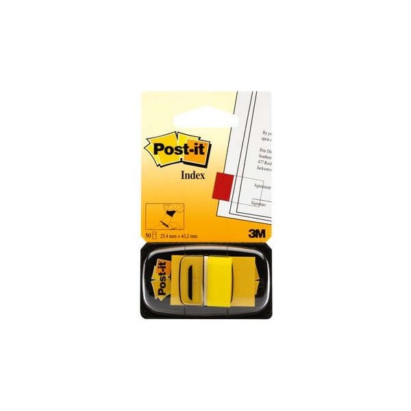 Índices autoadhesivos Post-it 25, 4x43, 1mm amarillos removibles, 50uds