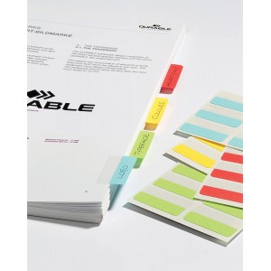 Índices autoadhesivos Durable 40mm ancho, removible, 1 lado imprimible, colores surtidos, bolsa 48uds.