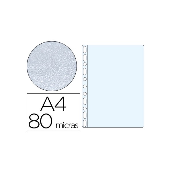 Funda Q-connect PP estándar multitaladro (11T) 80 micras, tamaño A4, caja 100 uds
