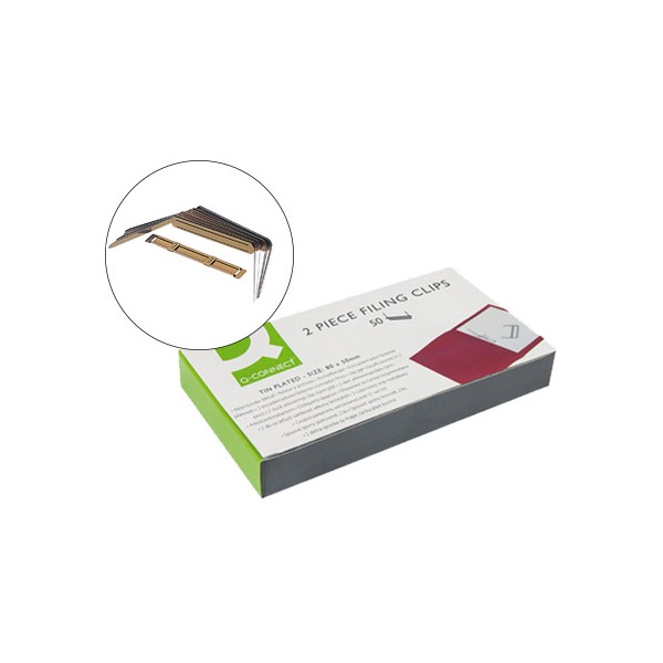 Fasteners Q-Connect metálicos dorados, caja 50 uds