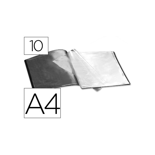 Carpeta con fundas Liderpapel, A4, con tapas flexibles y 10 fundas de PP, negro