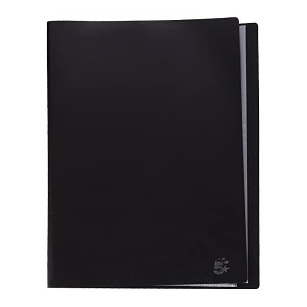 Carpeta con fundas 5, A4, con tapas flexibles y 10 fundas de PP, negro