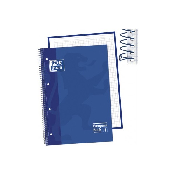 Cuaderno Oxford Office espiral tapas extraduras 80h 90g/m2 A4 Cuadricula 5x5 azul intenso archivable con 4 taladros, microperfor