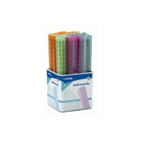 Regla Lyra de plástico resistente, milimetrada, colores varios, 15cm