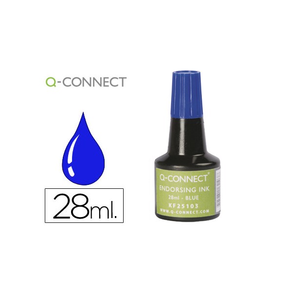 Tinta Q-connect para sellos de oficina, 28ml, azul