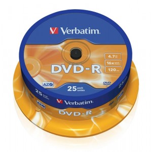 DVD -R 16x VERBATIM 4,7GB bobina 25 uds. (43522)