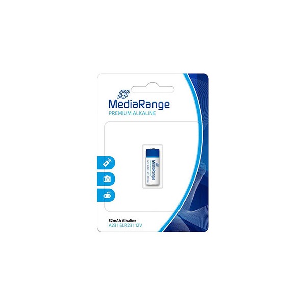 Pila MediaRange alcalina 12V A23 LRV08 para mandos a distancia, 1 ud
