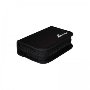Estuche MediaRange para 3 tarjetas SD y 6 pendrives, de nylon y con cremallera, color negro