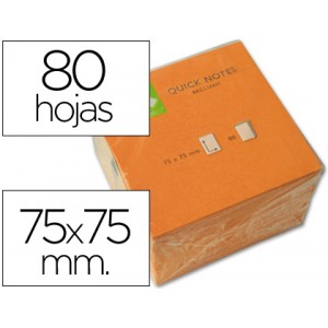 Block notas adhesivas reposicionables Q-connect neón 76x76mm 80h colores surtidos (1 color p/block) 2