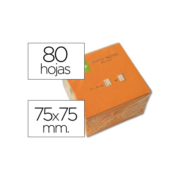Block notas adhesivas reposicionables Q-connect neón 76x76mm 80h colores surtidos (1 color p/block)