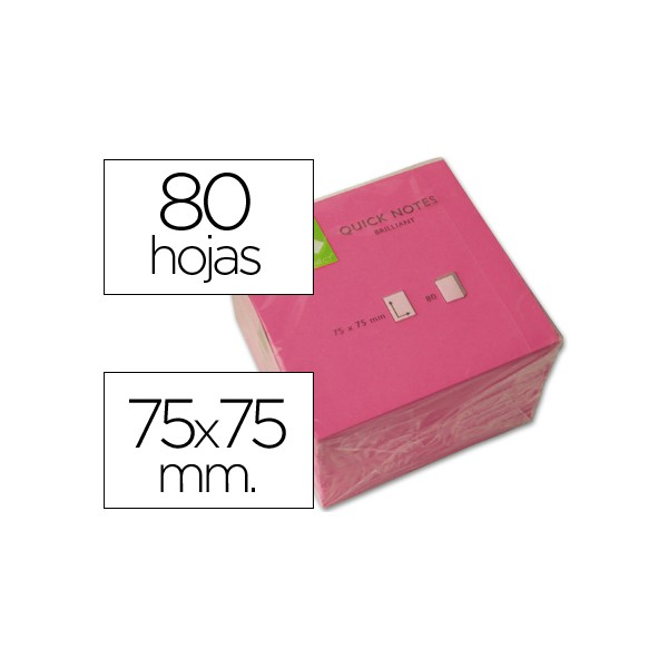 Block notas adhesivas reposicionables Q-connect neón 76x76mm 80h colores surtidos (1 color p/block)