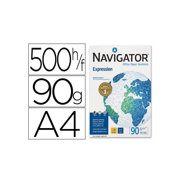 Papel Navigator A4 multifunción 500 hojas 90g/m2 Cie 169 extra blanco Navigator Expression
