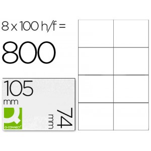 Etiquetas Q-Connect 8 por hoja 100 hojas blancas, cantos rectos
