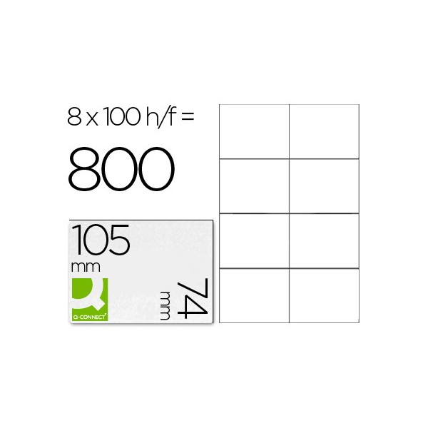 Etiquetas Q-Connect 8 por hoja 100 hojas blancas, cantos rectos