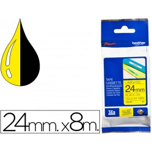 Cinta Brother TZe-651 ROTULADORA LAMINADA  Amarillo Negro 8m, 24mm