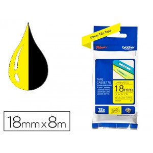 Cinta Brother TZe-641 ROTULADORA LAMINADA  Amarillo Negro 8m,18mm