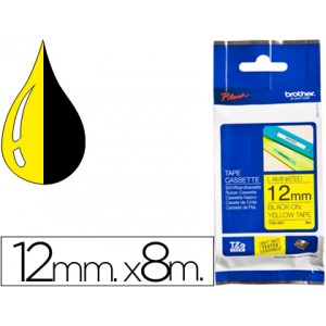 Cinta Brother TZe-631 ROTULADORA LAMINADA Amarillo Negro 8m, 12mm