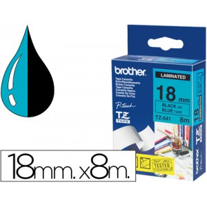 Cinta Brother TZe-541 ROTULADORA LAMINADA  Azul Negro 8m,18mm