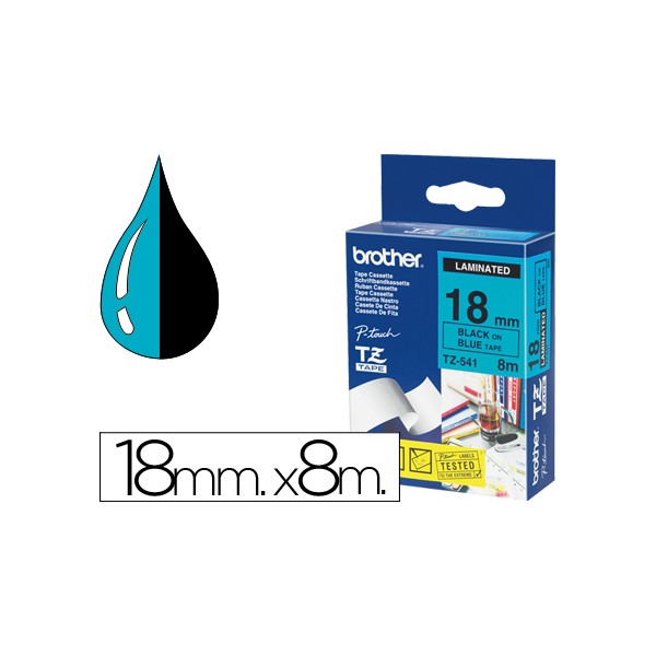 Cinta Brother TZe-541 ROTULADORA LAMINADA  Azul Negro 8m,18mm