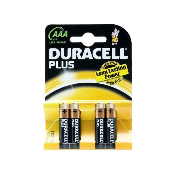 Pilas alcalinas Duracell AAA LR03 1,5V pack 4 uds