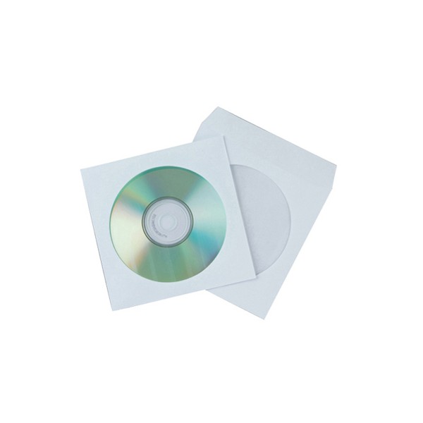 Sobres Q-Connect CD/DVD 125X125 papel blanco, con ventana y solapa, pack 50 uds 