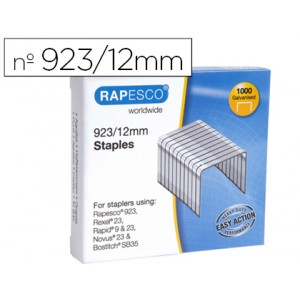 Grapas Rapesco 23/12mm (90 hojas) galvanizadas, 1000uds