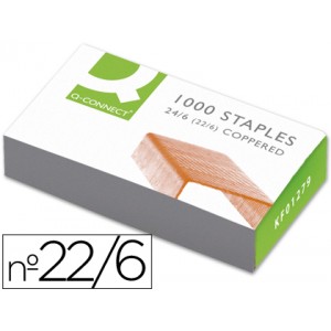 Grapas Q-connect 22/6 24/6 cobreadas 1000uds