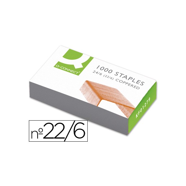 Grapas Q-connect 22/6 24/6 cobreadas 1000uds