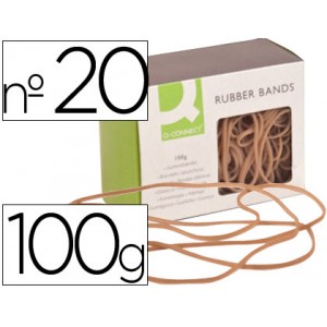 Gomas elásticas Q-connect 20cm, 2mm ancho, bolsa 100g, 80% caucho
