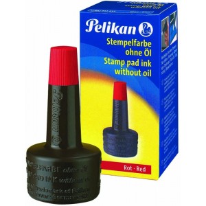 Tinta Pelikan para sellos de oficina, a base de agua sin aceite, secado rápido, rojo, 28ml.