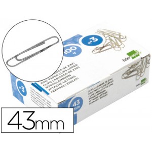 Clips Liderpapel labiado Nº 3 43mm, de zinc, 100 uds