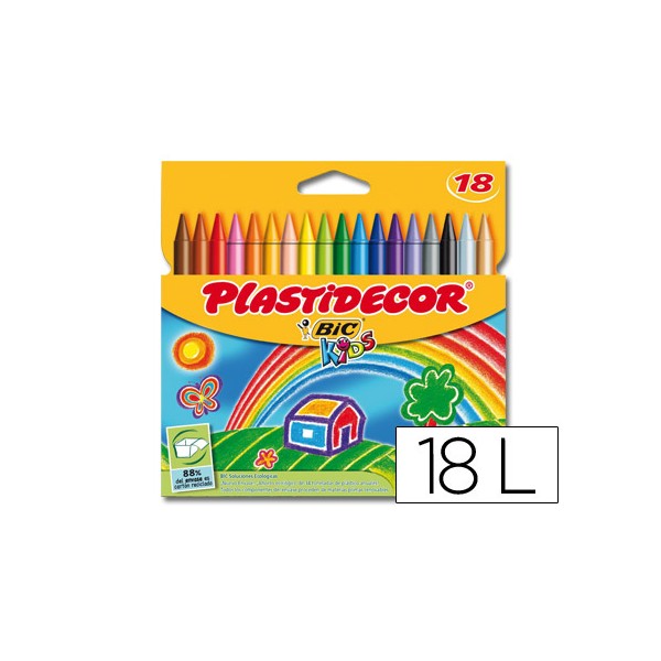 Lápices de cera Plastidecor envase 18 colores