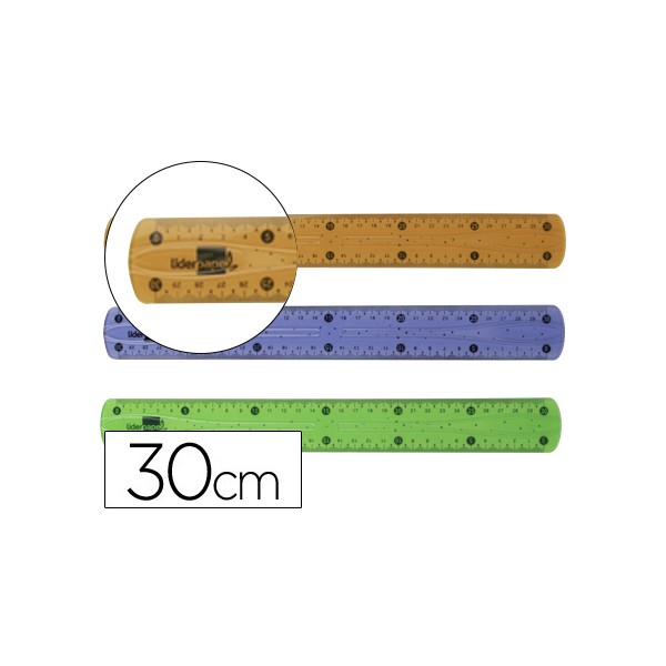 Regla Liderpapel de plástico flexible milimetrada 30cm, colores surtidos