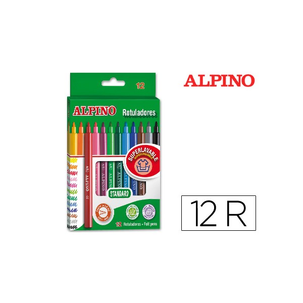Rotuladores Alpino caja de 12 colores surtidos