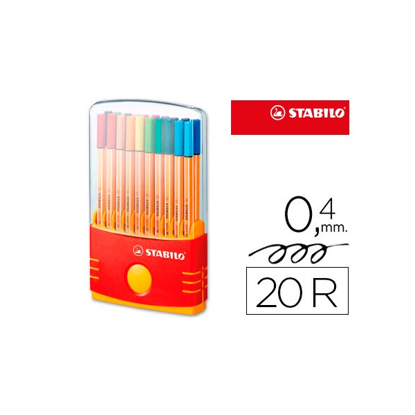 Rotuladores STABILO Punta de Fibra Point 88 Colores surtidos Trazo 0,4 mm Estuche 20 ud 8820 