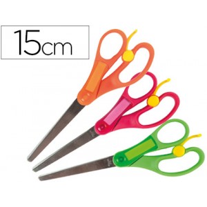 Tijera escolar Liderpapel 15cm con resorte para facilitar el corte